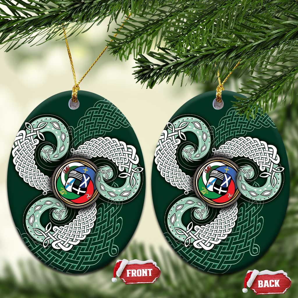 Six Celtic Countries Heritage Ceramic Ornament Green Celtic Knot Triskelion - Wonder Print Shop