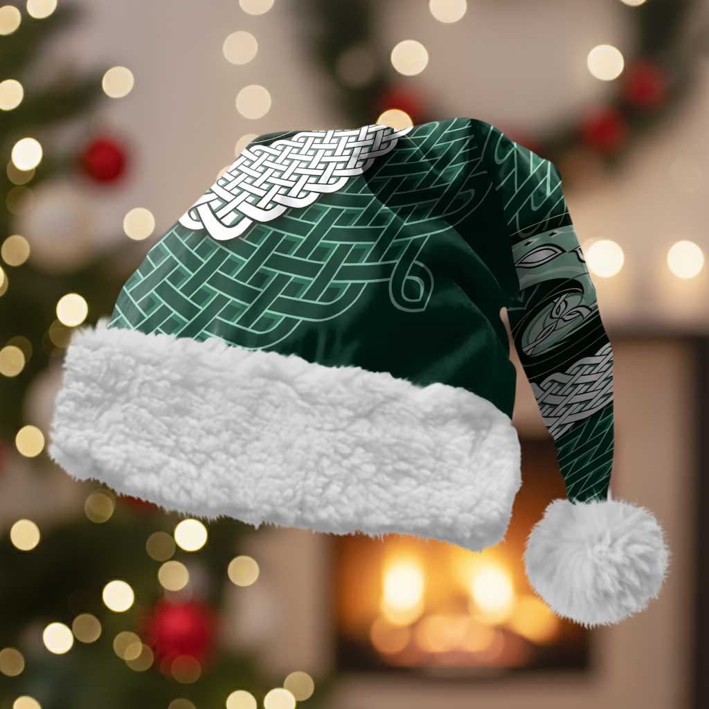 Six Celtic Countries Heritage Christmas Santa Hat Green Celtic Knot Triskelion - Wonder Print Shop