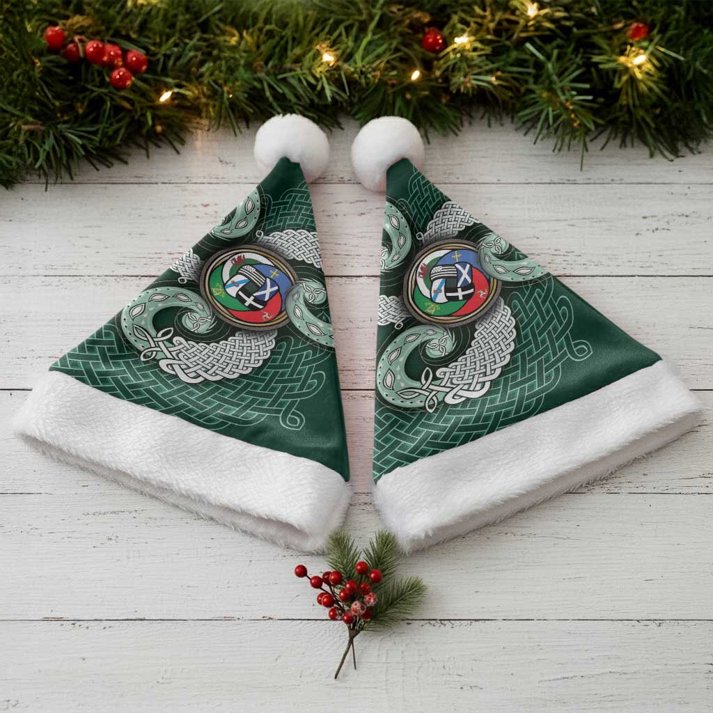 Six Celtic Countries Heritage Christmas Santa Hat Green Celtic Knot Triskelion - Wonder Print Shop