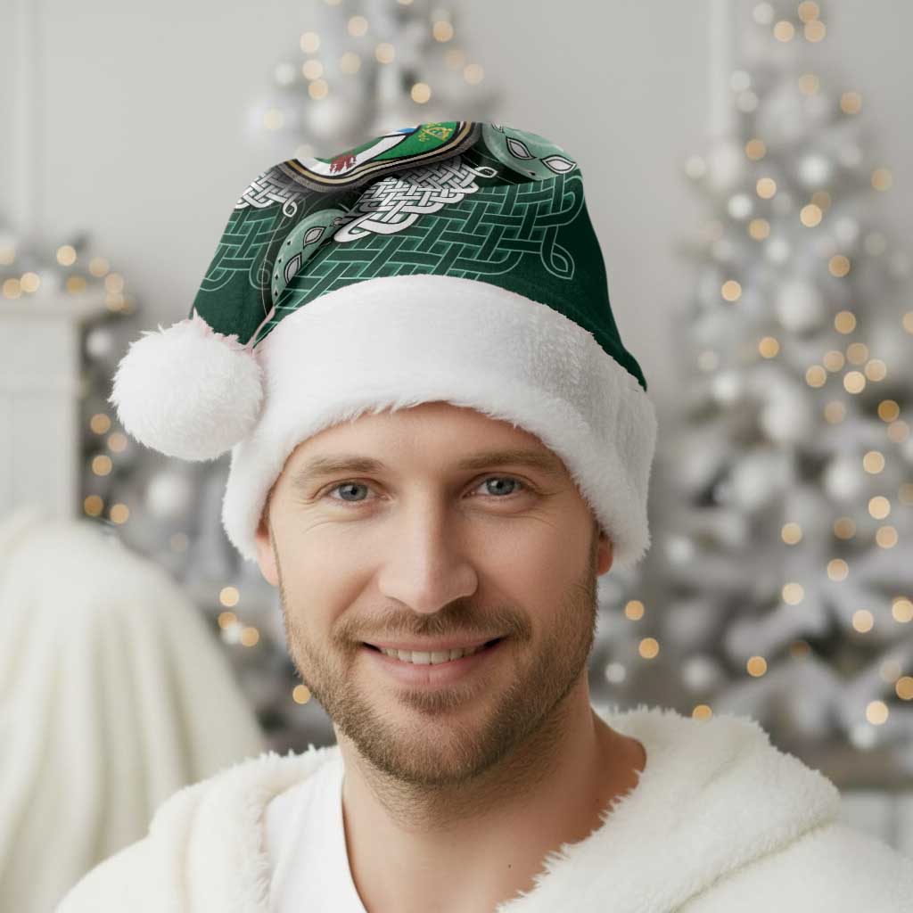 Six Celtic Countries Heritage Christmas Santa Hat Green Celtic Knot Triskelion - Wonder Print Shop