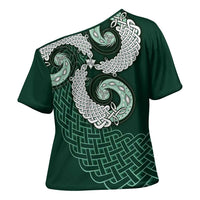 Six Celtic Countries Heritage Cross Shoulder Shirt Green Celtic Knot Triskelion - Wonder Print Shop