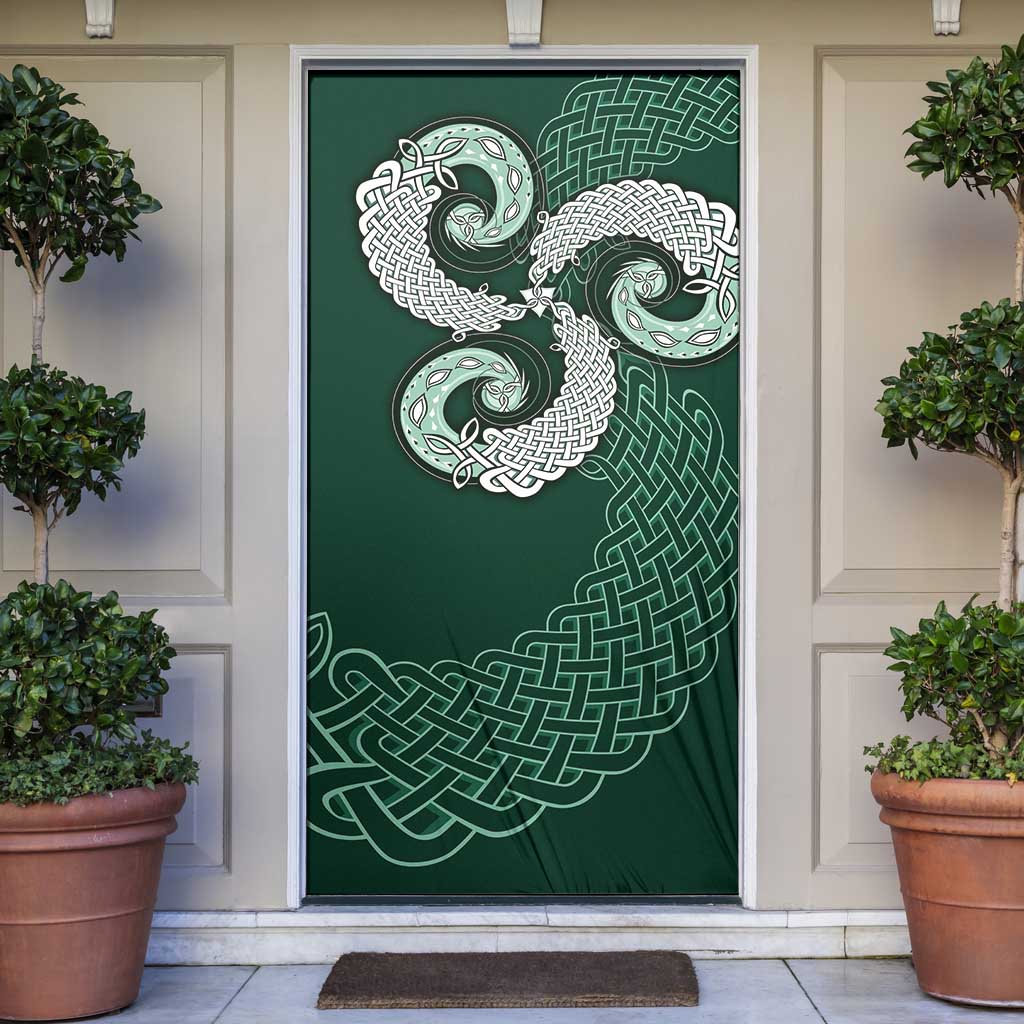 Six Celtic Countries Heritage Door Cover Green Celtic Knot Triskelion - Wonder Print Shop