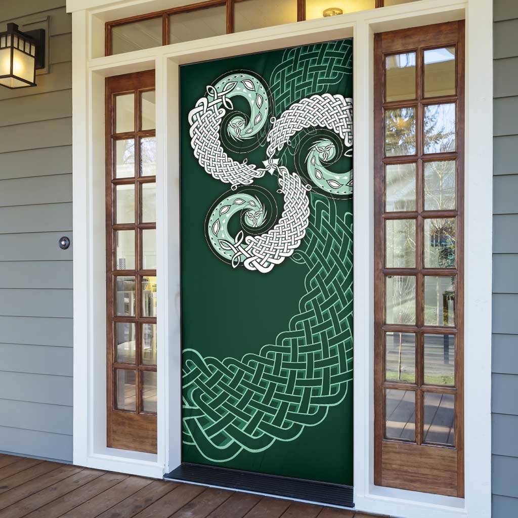 Six Celtic Countries Heritage Door Cover Green Celtic Knot Triskelion - Wonder Print Shop