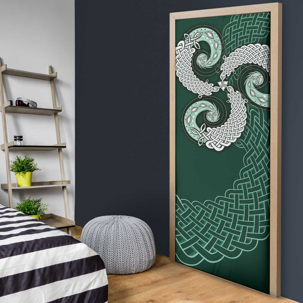 Six Celtic Countries Heritage Door Cover Green Celtic Knot Triskelion - Wonder Print Shop