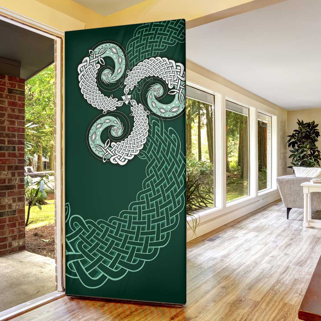 Six Celtic Countries Heritage Door Cover Green Celtic Knot Triskelion - Wonder Print Shop