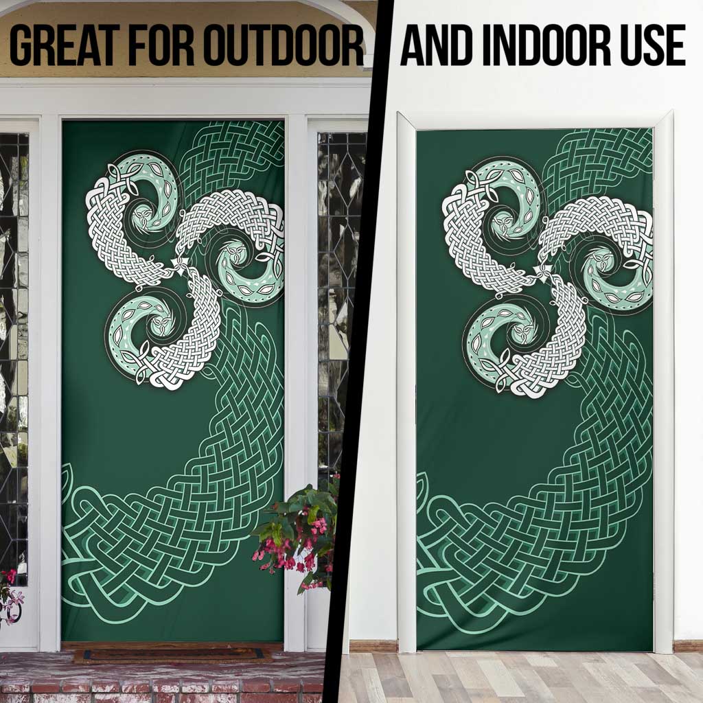 Six Celtic Countries Heritage Door Cover Green Celtic Knot Triskelion - Wonder Print Shop