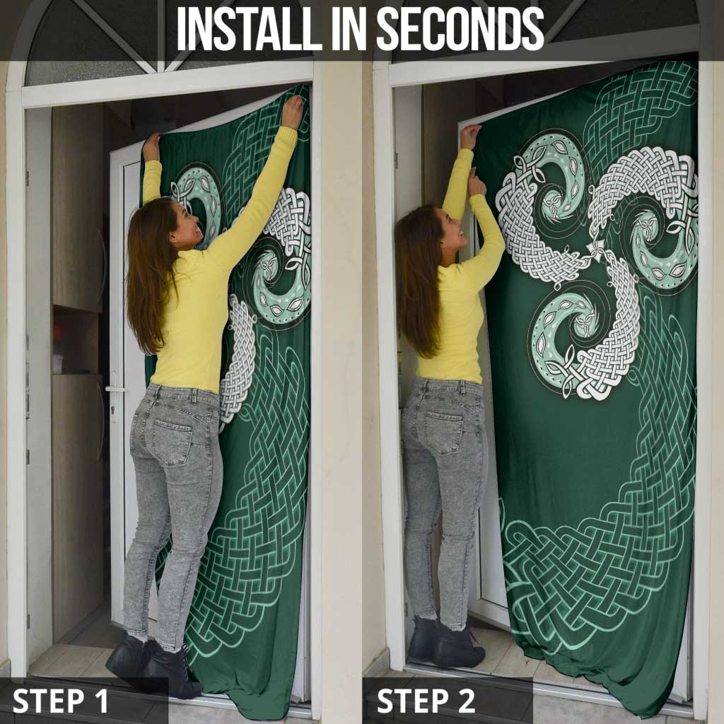 Six Celtic Countries Heritage Door Cover Green Celtic Knot Triskelion - Wonder Print Shop