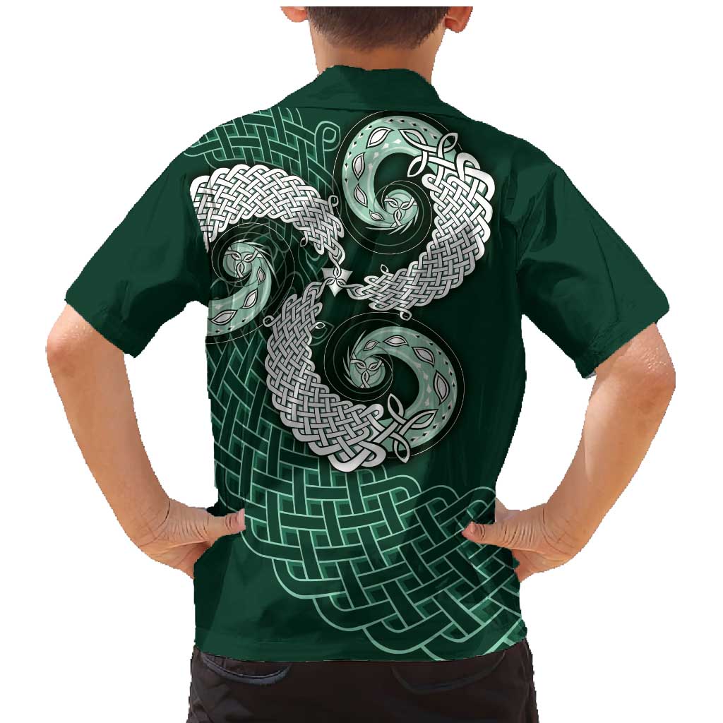 Six Celtic Countries Heritage Family Matching Mermaid Dress and Hawaiian Shirt Green Celtic Knot Triskelion - Wonder Print Shop