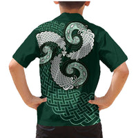 Six Celtic Countries Heritage Family Matching Mermaid Dress and Hawaiian Shirt Green Celtic Knot Triskelion - Wonder Print Shop