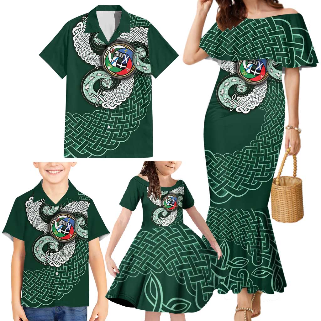 Six Celtic Countries Heritage Family Matching Mermaid Dress and Hawaiian Shirt Green Celtic Knot Triskelion - Wonder Print Shop