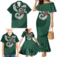 Six Celtic Countries Heritage Family Matching Mermaid Dress and Hawaiian Shirt Green Celtic Knot Triskelion - Wonder Print Shop