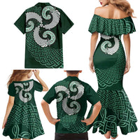 Six Celtic Countries Heritage Family Matching Mermaid Dress and Hawaiian Shirt Green Celtic Knot Triskelion - Wonder Print Shop