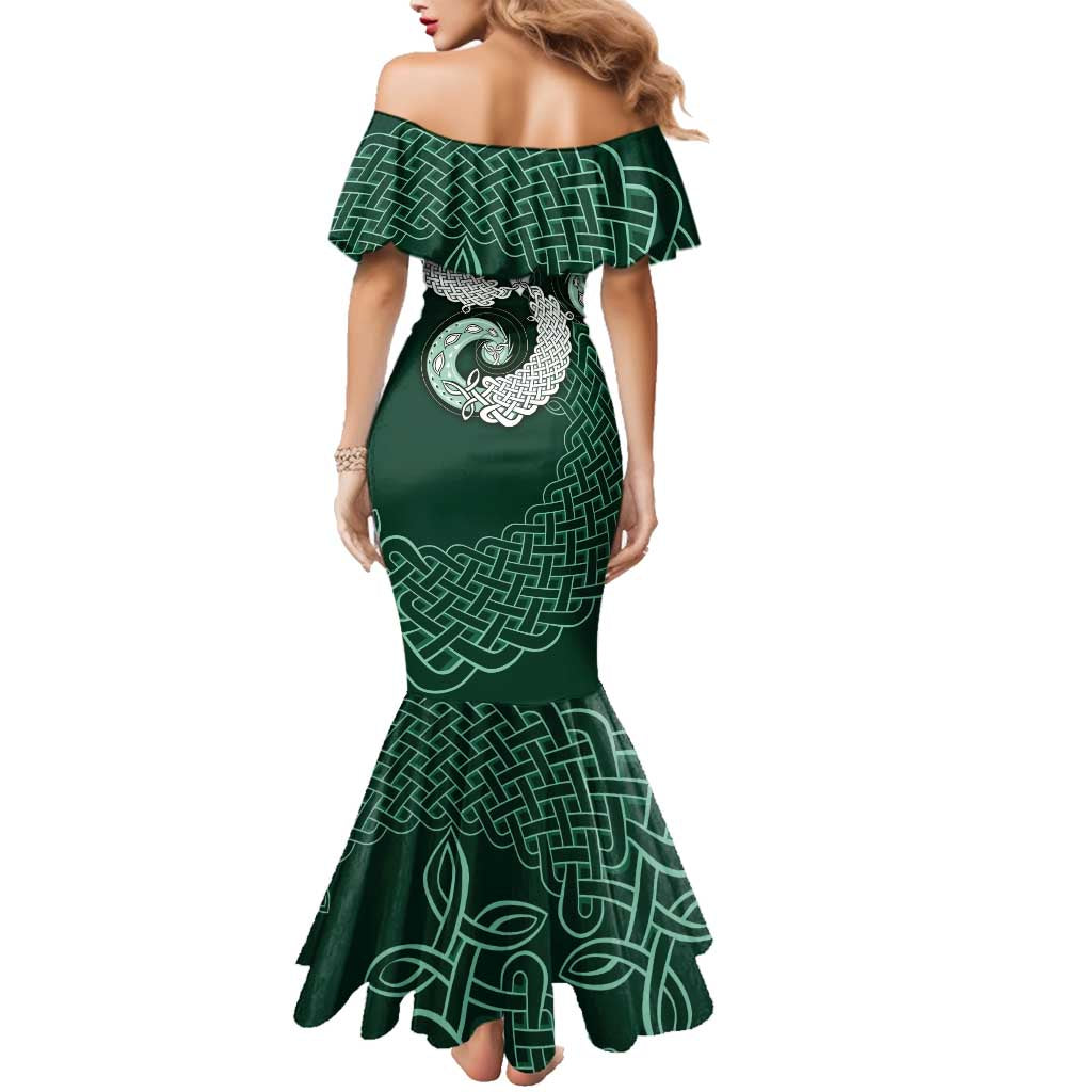 Six Celtic Countries Heritage Family Matching Mermaid Dress and Hawaiian Shirt Green Celtic Knot Triskelion - Wonder Print Shop