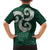 Six Celtic Countries Heritage Family Matching Off The Shoulder Long Sleeve Dress and Hawaiian Shirt Green Celtic Knot Triskelion - Wonder Print Shop