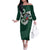 Six Celtic Countries Heritage Family Matching Off The Shoulder Long Sleeve Dress and Hawaiian Shirt Green Celtic Knot Triskelion - Wonder Print Shop