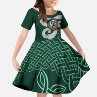 Six Celtic Countries Heritage Family Matching Puletasi and Hawaiian Shirt Green Celtic Knot Triskelion - Wonder Print Shop