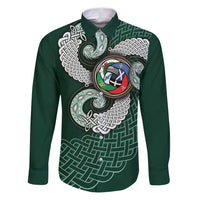 Six Celtic Countries Heritage Family Matching Puletasi and Hawaiian Shirt Green Celtic Knot Triskelion - Wonder Print Shop