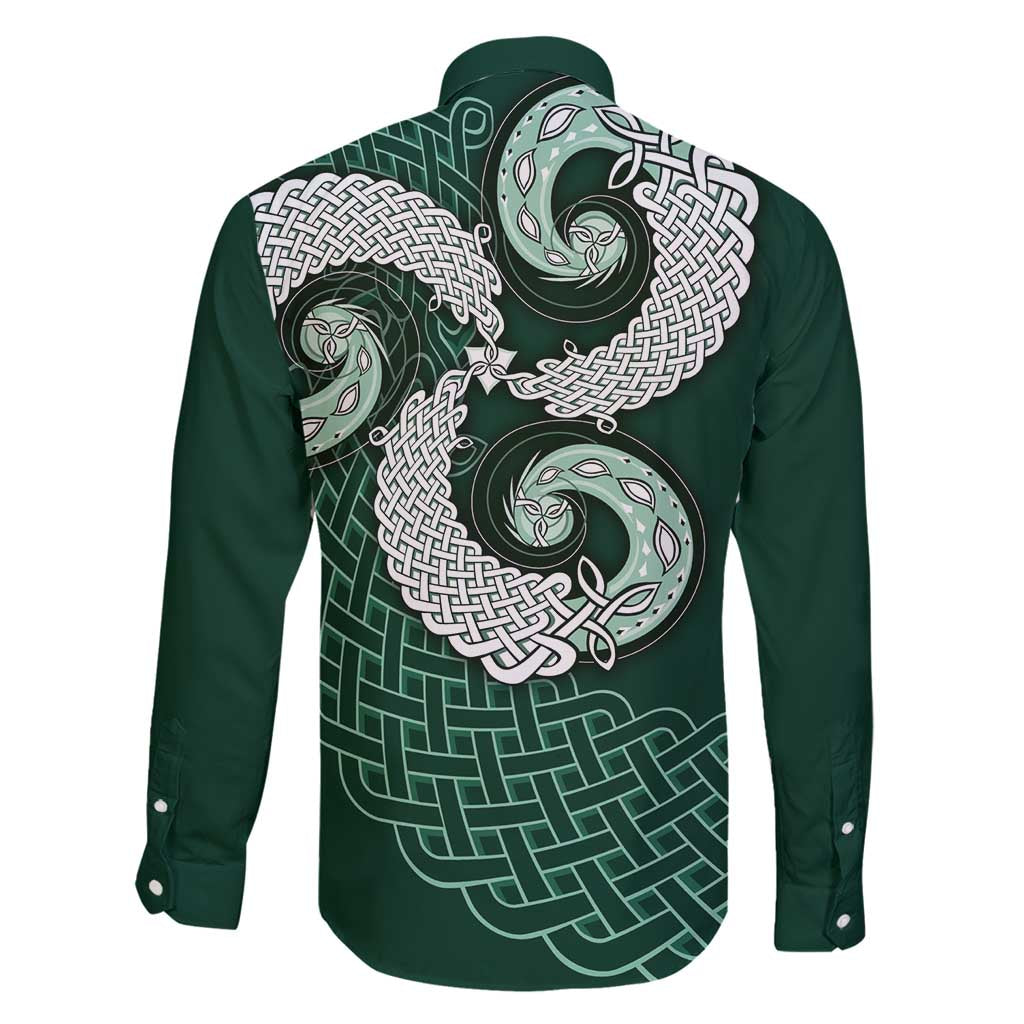 Six Celtic Countries Heritage Family Matching Puletasi and Hawaiian Shirt Green Celtic Knot Triskelion - Wonder Print Shop
