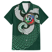 Six Celtic Countries Heritage Family Matching Short Sleeve Bodycon Dress and Hawaiian Shirt Green Celtic Knot Triskelion - Wonder Print Shop