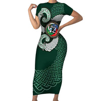 Six Celtic Countries Heritage Family Matching Short Sleeve Bodycon Dress and Hawaiian Shirt Green Celtic Knot Triskelion - Wonder Print Shop