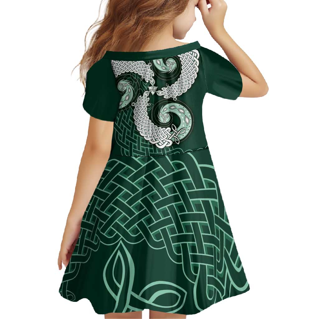 Six Celtic Countries Heritage Family Matching Summer Maxi Dress and Hawaiian Shirt Green Celtic Knot Triskelion - Wonder Print Shop
