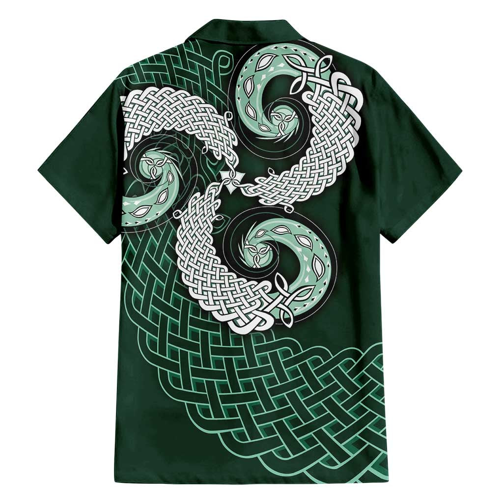 Six Celtic Countries Heritage Family Matching Summer Maxi Dress and Hawaiian Shirt Green Celtic Knot Triskelion - Wonder Print Shop