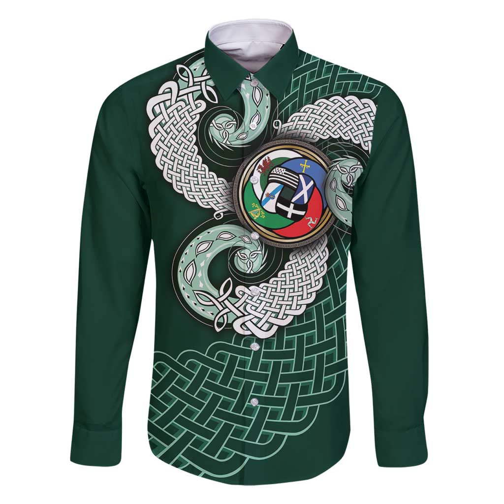 Six Celtic Countries Heritage Family Matching Summer Maxi Dress and Hawaiian Shirt Green Celtic Knot Triskelion - Wonder Print Shop