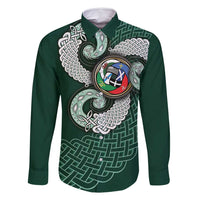 Six Celtic Countries Heritage Family Matching Summer Maxi Dress and Hawaiian Shirt Green Celtic Knot Triskelion - Wonder Print Shop