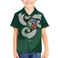 Six Celtic Countries Heritage Family Matching Summer Maxi Dress and Hawaiian Shirt Green Celtic Knot Triskelion - Wonder Print Shop