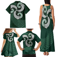 Six Celtic Countries Heritage Family Matching Tank Maxi Dress and Hawaiian Shirt Green Celtic Knot Triskelion - Wonder Print Shop