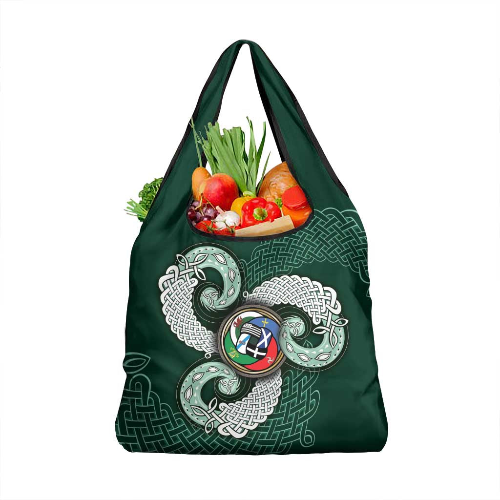 Six Celtic Countries Heritage Grocery Bag Green Celtic Knot Triskelion - Wonder Print Shop