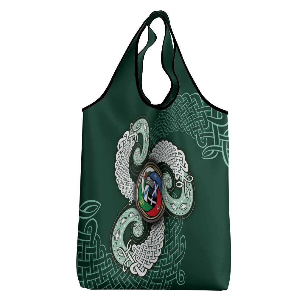 Six Celtic Countries Heritage Grocery Bag Green Celtic Knot Triskelion - Wonder Print Shop