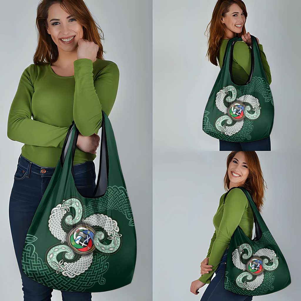 Six Celtic Countries Heritage Grocery Bag Green Celtic Knot Triskelion - Wonder Print Shop
