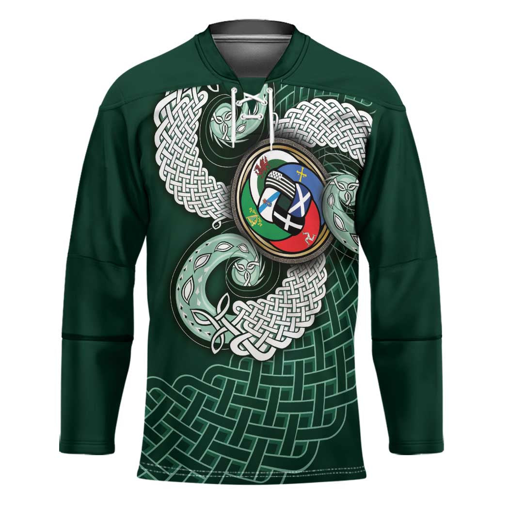 Six Celtic Countries Heritage Hockey Jersey Green Celtic Knot Triskelion - Wonder Print Shop