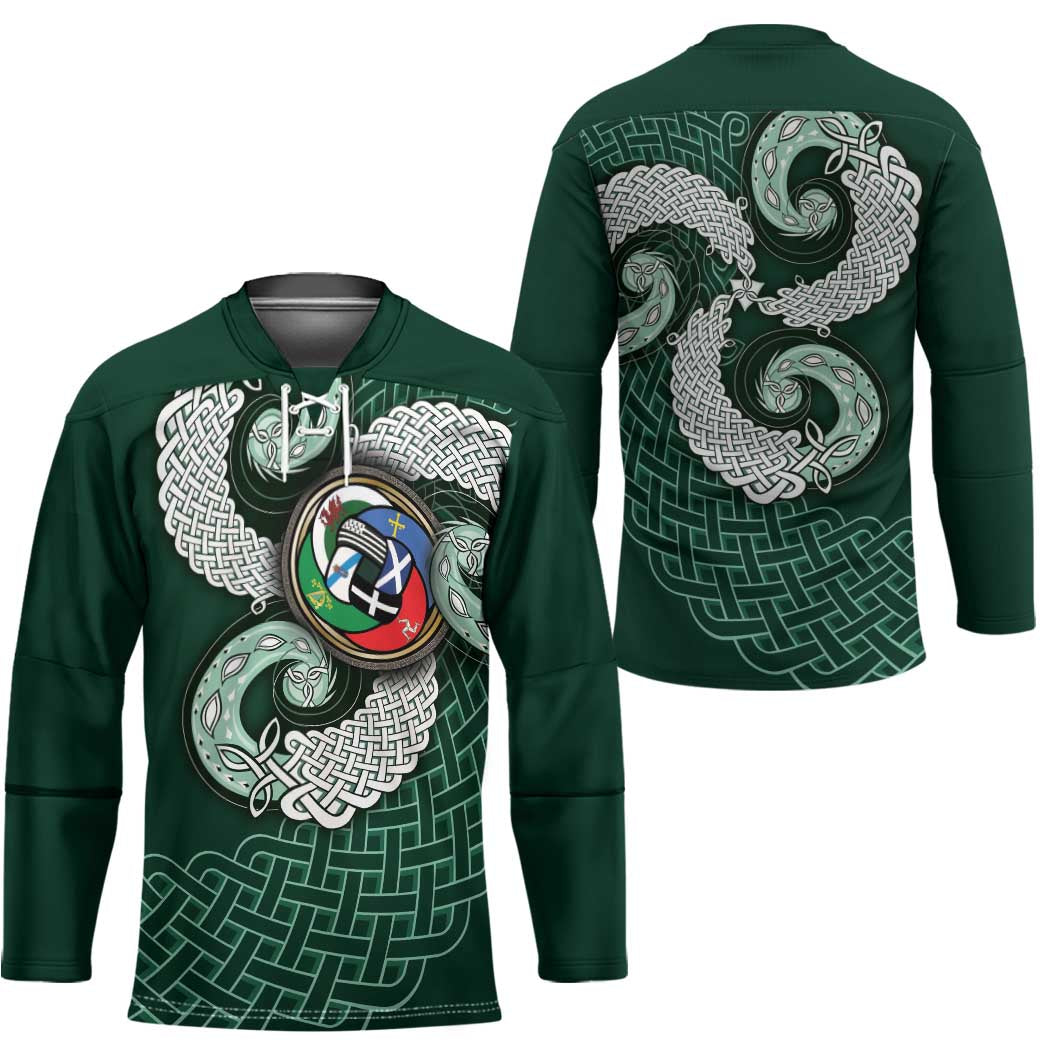 Six Celtic Countries Heritage Hockey Jersey Green Celtic Knot Triskelion - Wonder Print Shop