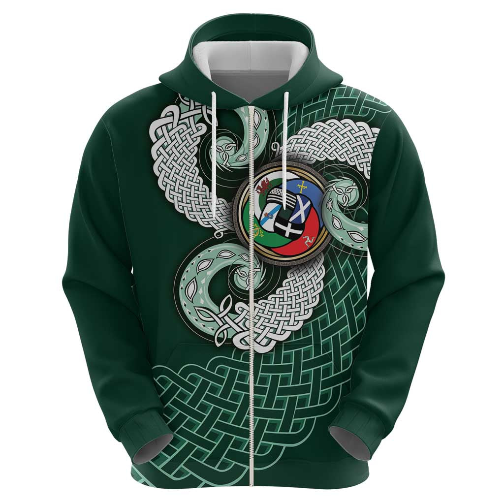Six Celtic Countries Heritage Hoodie Green Celtic Knot Triskelion - Wonder Print Shop