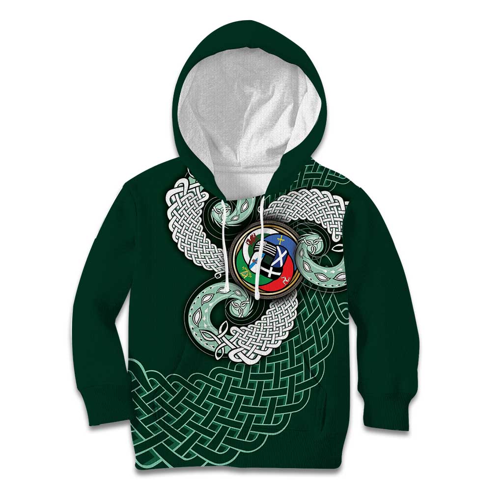 Six Celtic Countries Heritage Kid Hoodie Green Celtic Knot Triskelion - Wonder Print Shop