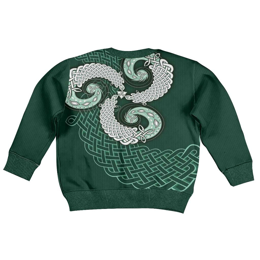 Six Celtic Countries Heritage Kid Ugly Christmas Sweater Green Celtic Knot Triskelion - Wonder Print Shop