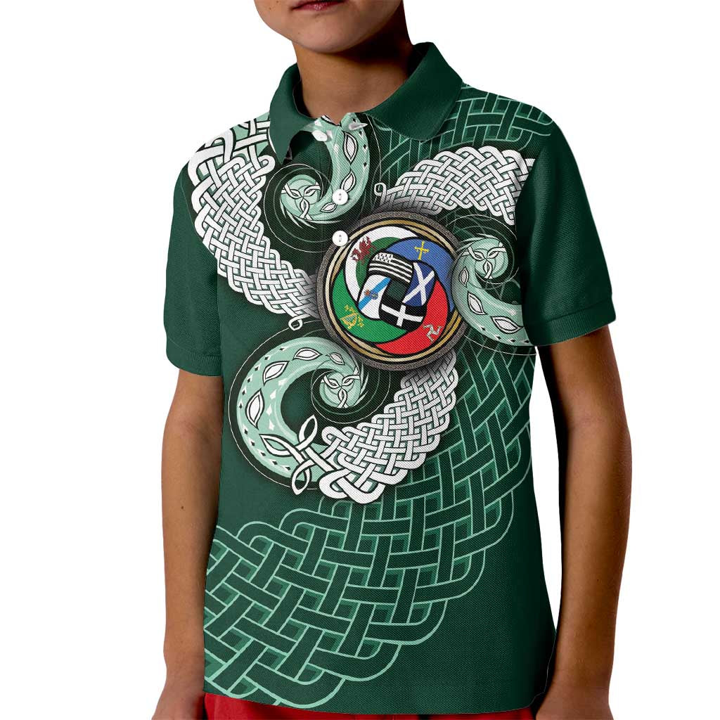 Six Celtic Countries Heritage Kid Polo Shirt Green Celtic Knot Triskelion - Wonder Print Shop