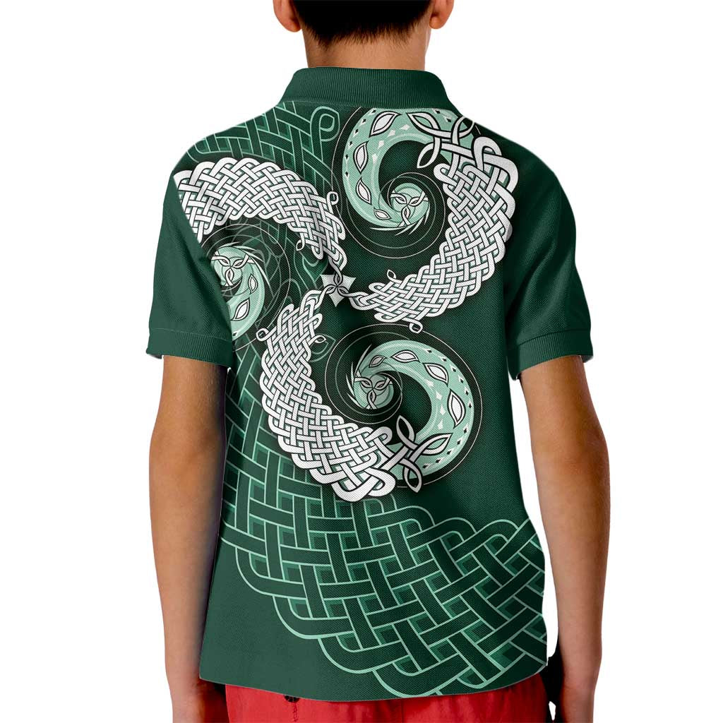 Six Celtic Countries Heritage Kid Polo Shirt Green Celtic Knot Triskelion - Wonder Print Shop