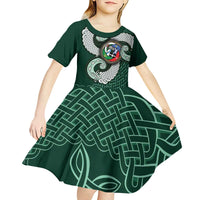Six Celtic Countries Heritage Kid Short Sleeve Dress Green Celtic Knot Triskelion - Wonder Print Shop