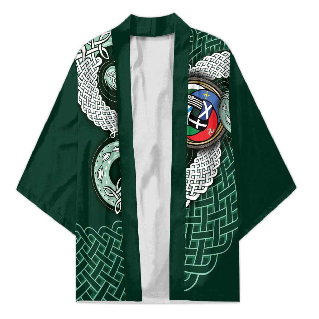 Six Celtic Countries Heritage Kimono Green Celtic Knot Triskelion - Wonder Print Shop
