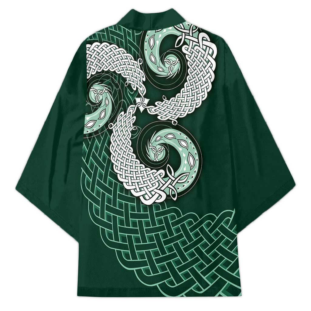 Six Celtic Countries Heritage Kimono Green Celtic Knot Triskelion - Wonder Print Shop