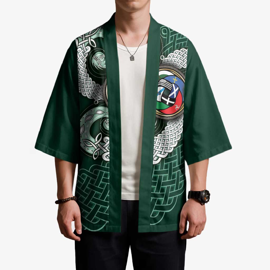 Six Celtic Countries Heritage Kimono Green Celtic Knot Triskelion - Wonder Print Shop