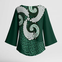 Six Celtic Countries Heritage Kimono Sleeve Blouse Green Celtic Knot Triskelion - Wonder Print Shop