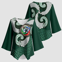 Six Celtic Countries Heritage Kimono Sleeve Blouse Green Celtic Knot Triskelion - Wonder Print Shop