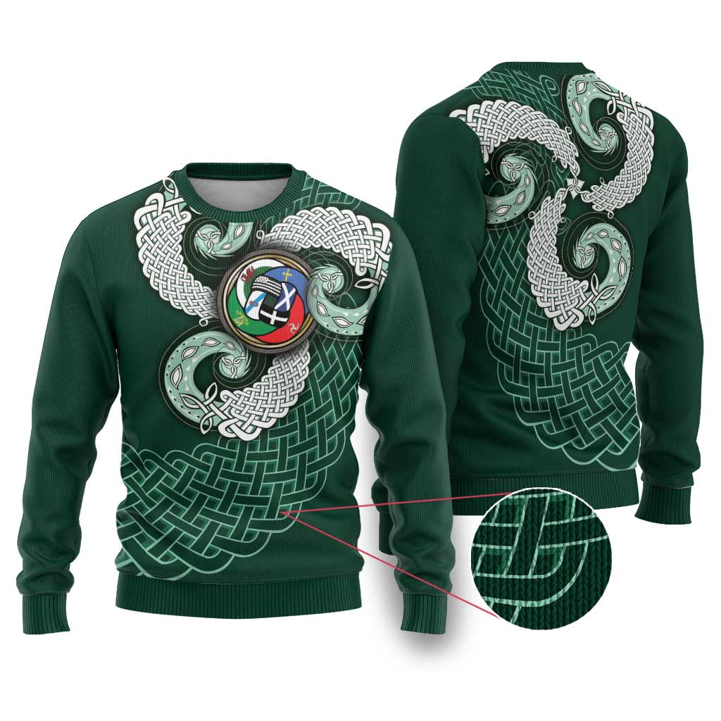 Six Celtic Countries Heritage Ugly Christmas Sweater Green Celtic Knot Triskelion - Wonder Print Shop