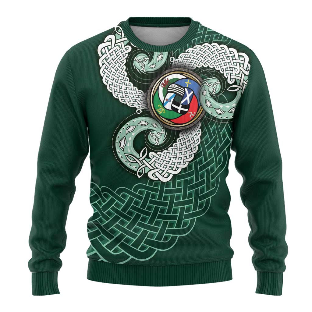 Six Celtic Countries Heritage Ugly Christmas Sweater Green Celtic Knot Triskelion - Wonder Print Shop