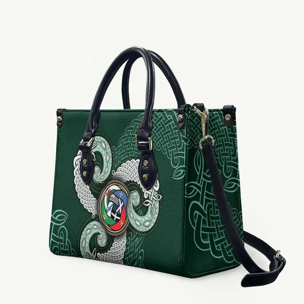 Six Celtic Countries Heritage Leather Bag Green Celtic Knot Triskelion - Wonder Print Shop