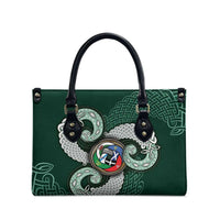 Six Celtic Countries Heritage Leather Bag Green Celtic Knot Triskelion - Wonder Print Shop